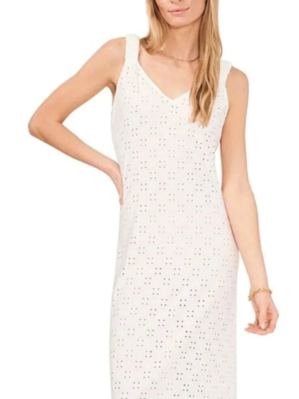 1.STATE Womens Eyelet Maxi Dress Cover-Up Resortwear Beachy Ivory Size XL NWT
